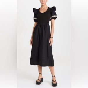 Cleobella Selma Midi Dress Black Puff Sleeve Dress medium